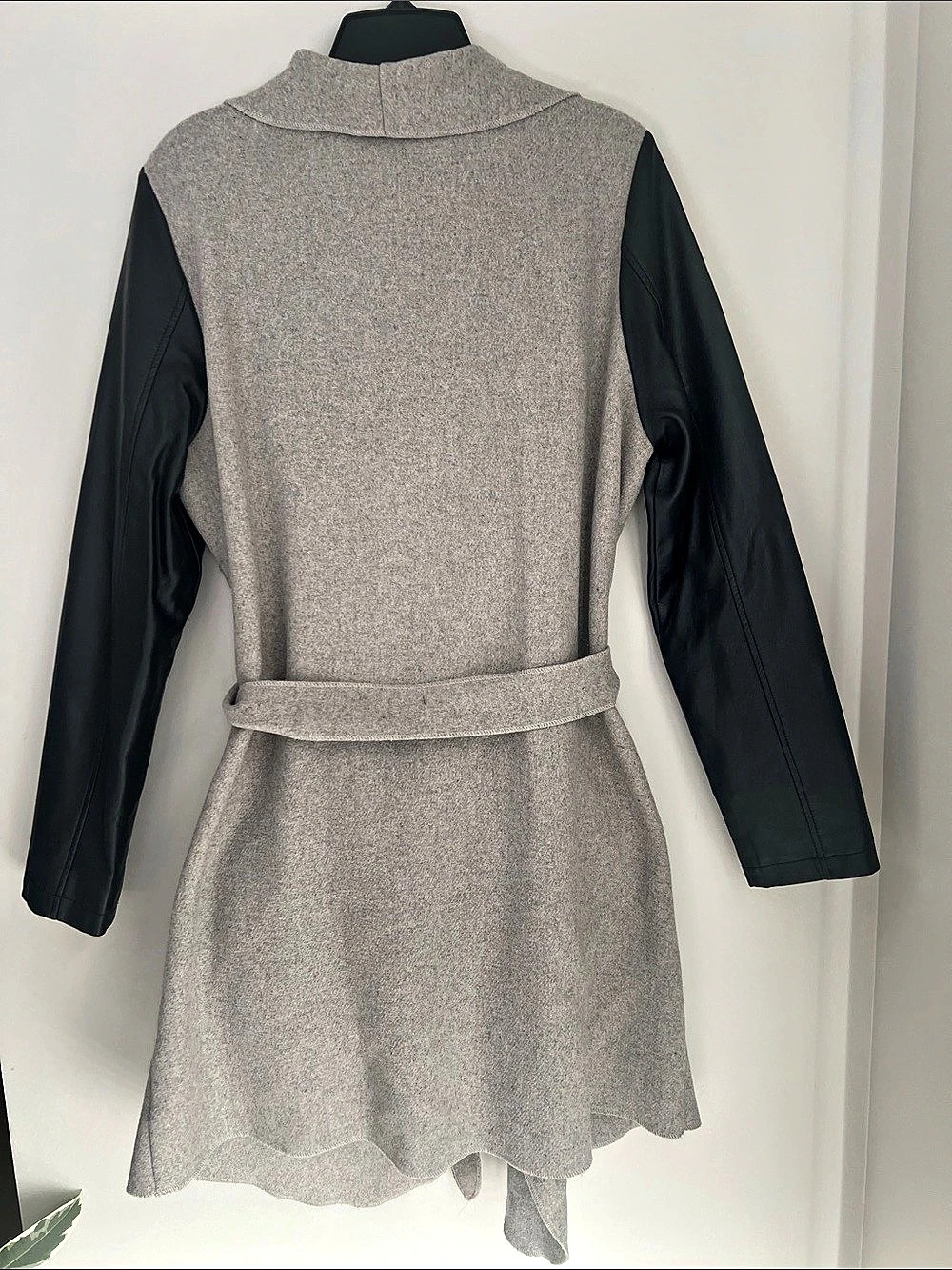 Revamped Outerwear Wool Blend Open Front Belted Draped Coat - Picture 2 of 7